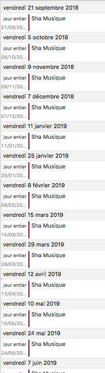 calendrier Machine à Sons 2018-2019